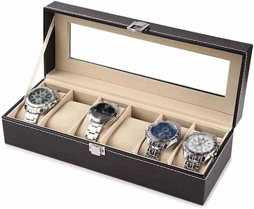 Watch Case Holder Organizer Storage Box for Quartz Watches locomotion Jewelry Boxes Display Gift (Color : A) (A) 2/3/6 Grids Watch Box PU Leather 