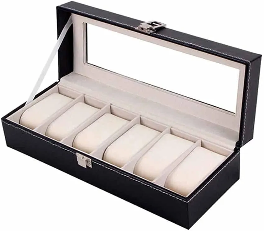 Watch Case Holder Organizer Storage Box for Quartz Watches locomotion Jewelry Boxes Display Gift (Color : A) (A) 2/3/6 Grids Watch Box PU Leather 