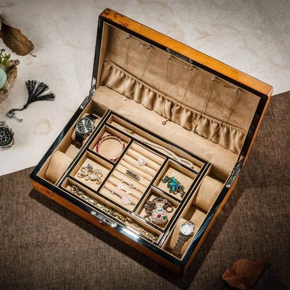 Watch rotational streak Box Jewelry Storage Box Fashion (B) MUSUMI Watch Storage Box TXC Piano Paint Jewelry Box Solid Wood 