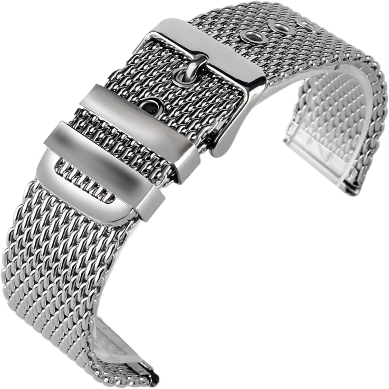 Watch Strap 20/22/24mm Strap Pin Buckle Replacement Suitable, 24mm Watch Strap Silver Stainless Steel jawbone oxygen Mesh 