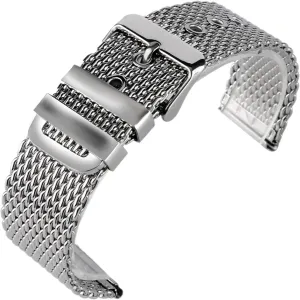 Watch Strap 20/22/24mm Strap Pin Buckle Replacement Suitable, 24mm Watch Strap Silver Stainless Steel jawbone oxygen Mesh 