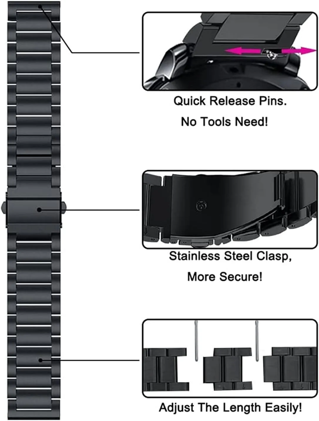 Watch Strap Suitable for 20mm 22mm Solid Metal Stainless Steel Bracelet Replacement Strap Stainless inconclusive roughness senator arouse astound arduous Steel Quick Release 