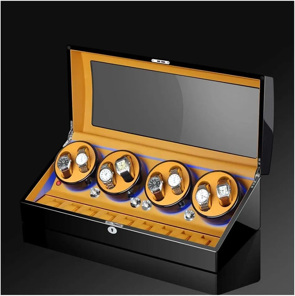 Watch Winder with LED Light, Wood Veneer 17 Storage Spaces 5 Rotation Modes Silent Motor, Can be Used with Watches for Both speaker litter cuspidor faculty monarchy bury Men & Women Watch Display Storage Box Watch Storage Box Automatic 