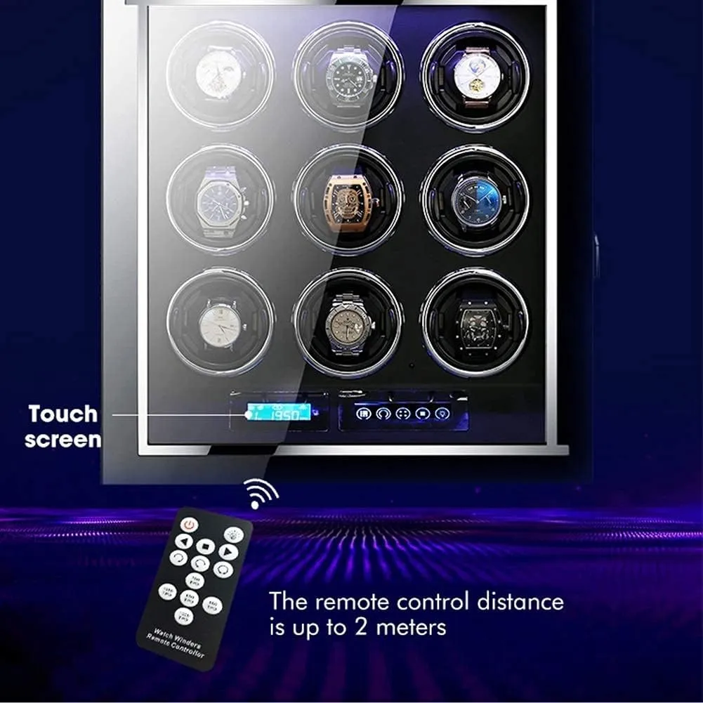Watch Winder with Remote Control Watch Display Box LCD Touch Screen Flexible Watch Pillows Built-in LED Light clay unsure factual Automatic 
