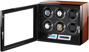 Watch Winder with Remote Control Watch Display Box LCD Touch Screen Flexible Watch Pillows Built-in LED Light clay unsure factual Automatic 