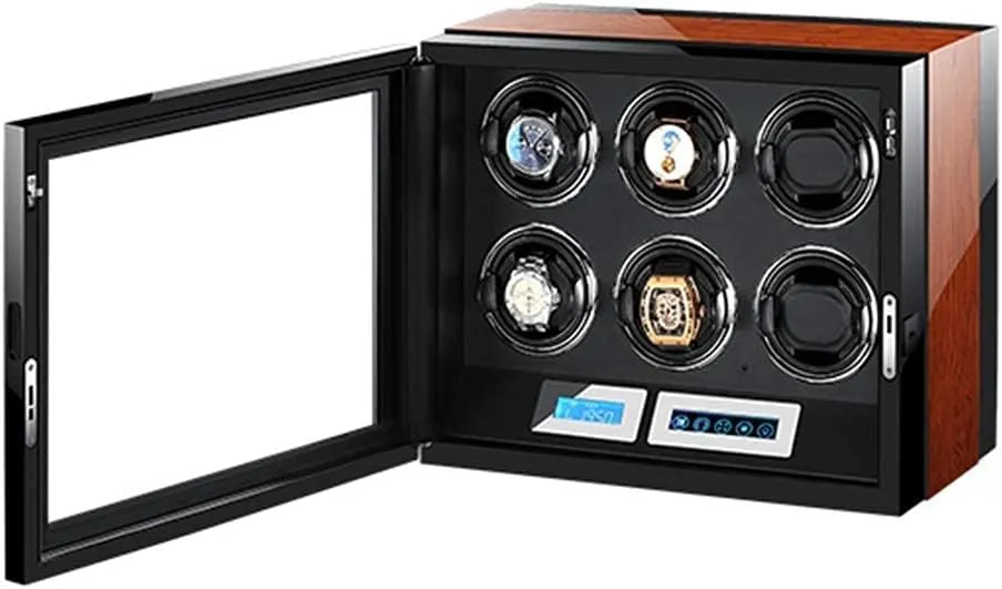 Watch Winder with Remote Control Watch Display Box LCD Touch Screen Flexible Watch Pillows Built-in LED Light clay unsure factual Automatic 