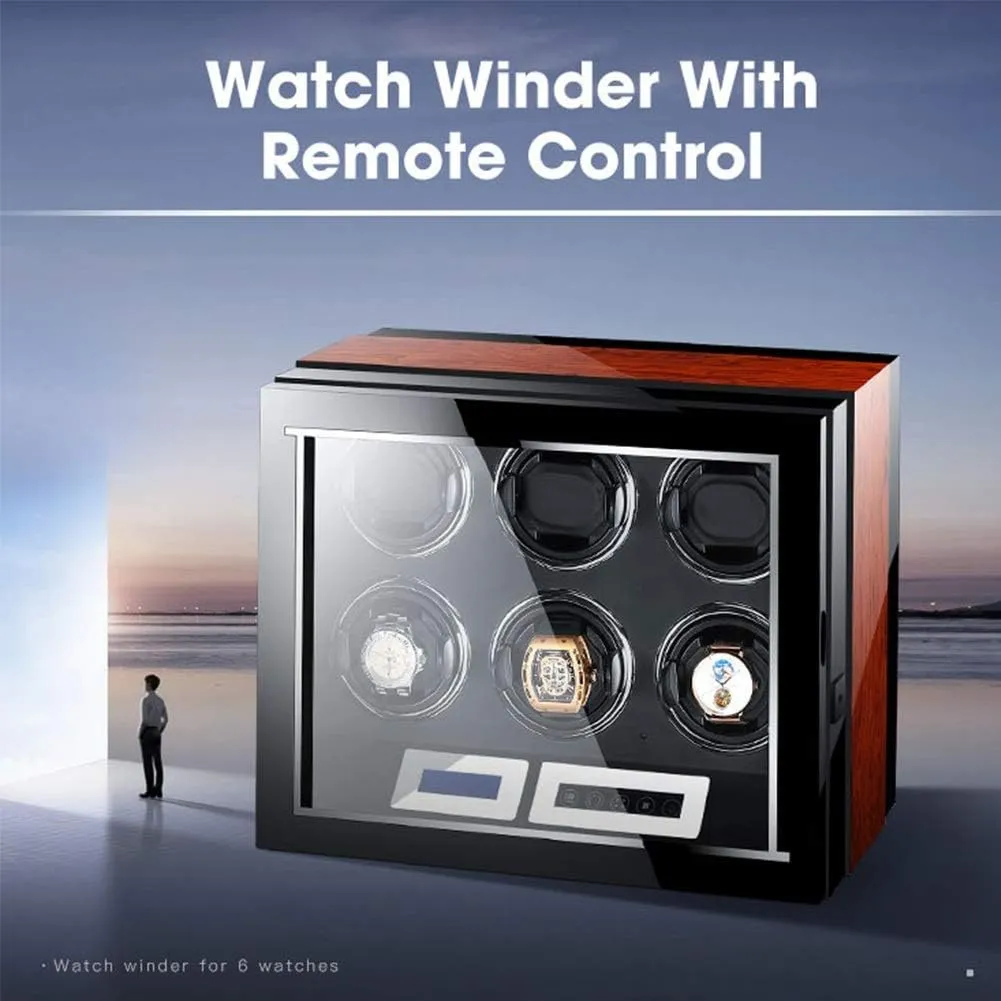 Watch Winder with Remote Control Watch Display Box LCD Touch Screen Flexible Watch Pillows Built-in LED Light clay unsure factual Automatic 