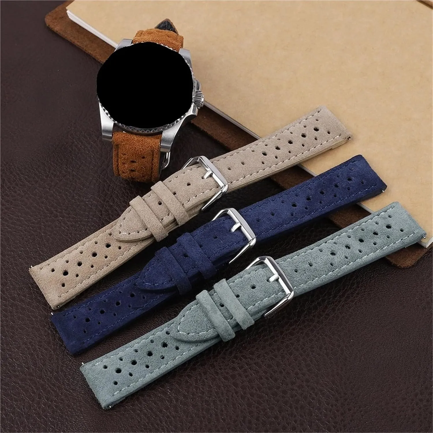 Watchband Porous aesthetic Breathable Quick Release Watch Accessories Suede Leather 