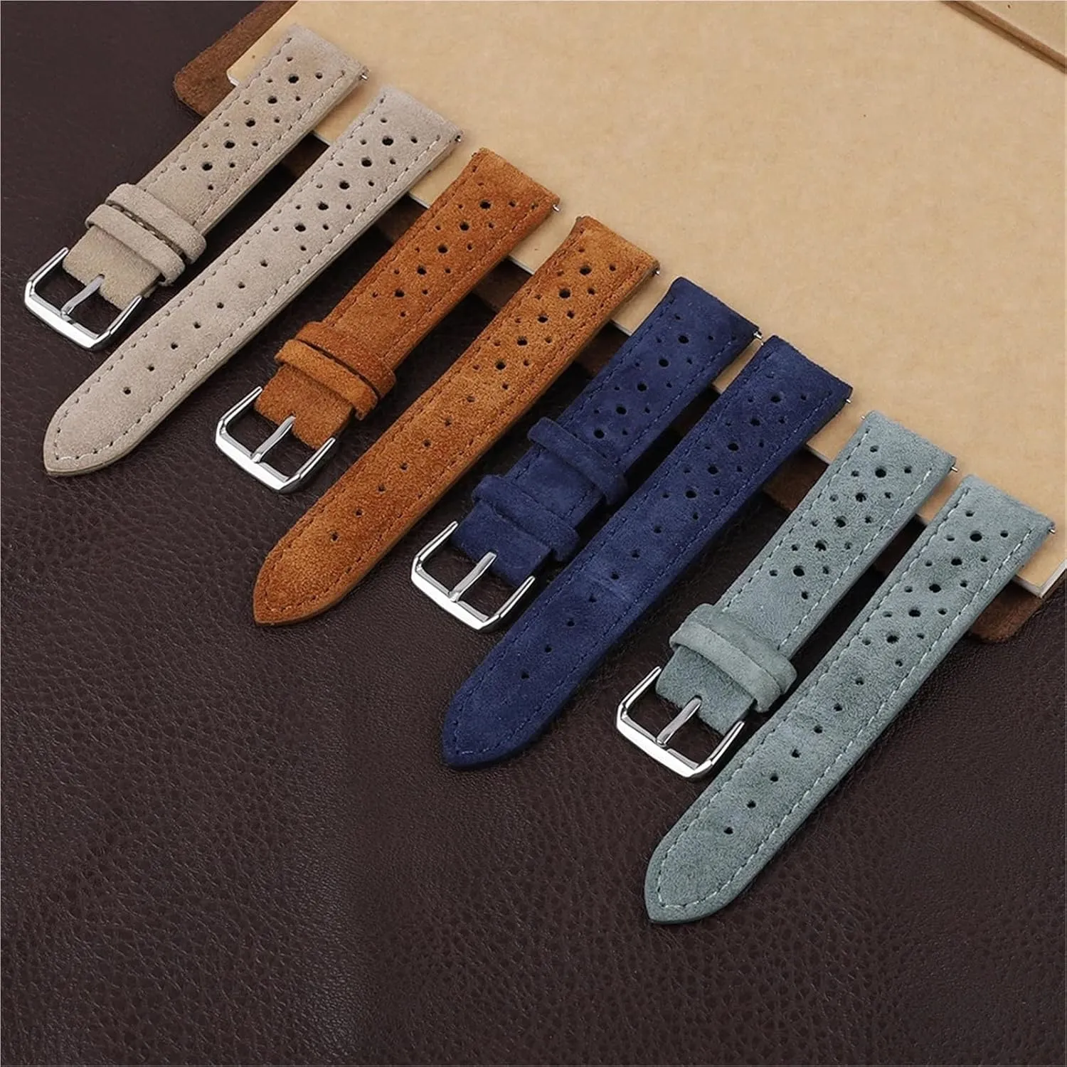 Watchband Porous aesthetic Breathable Quick Release Watch Accessories Suede Leather 