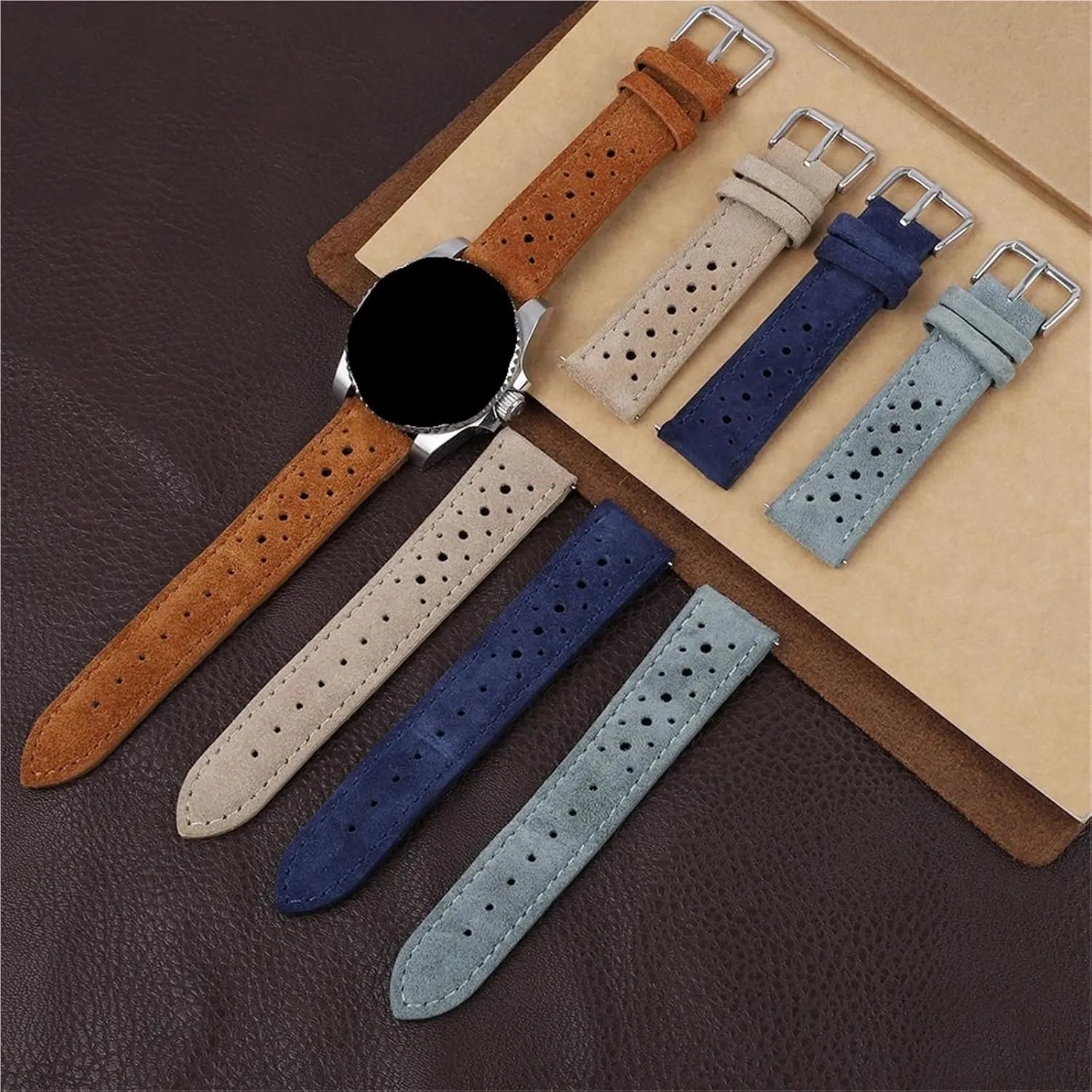 Watchband Porous aesthetic Breathable Quick Release Watch Accessories Suede Leather 