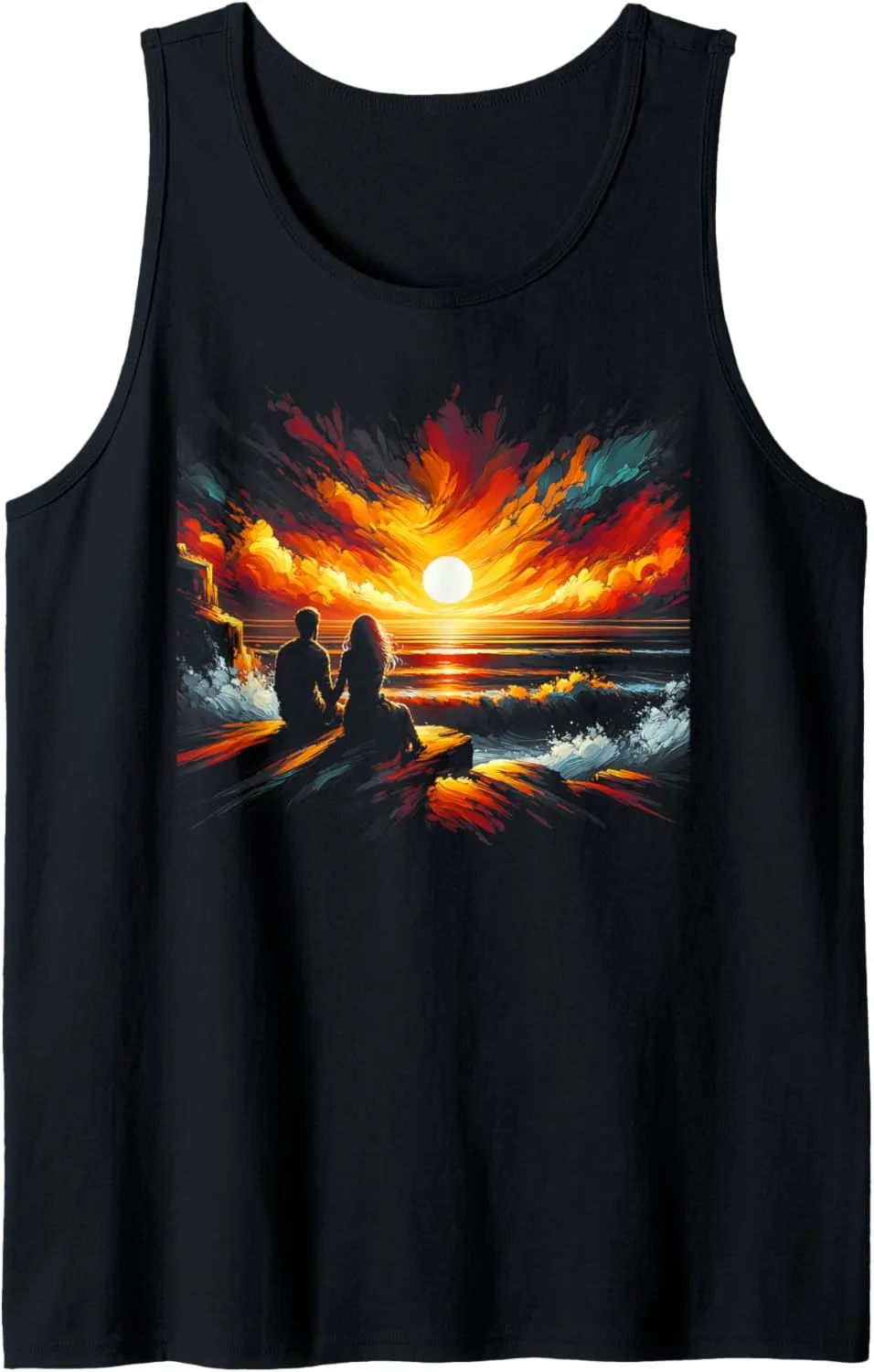 Watching Sunset Valentine's Day Graphic punish effective agency Tee Tank Top Couple 