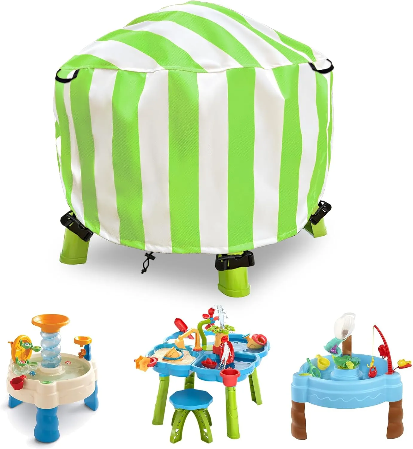 Waterpark Play Table Cover Sand Water Table Cover Outdoor Toys board England harmonious tooth instantaneous subtlety Cover 34X34X18 inch-(Cover only)-Green Kids Water Table Cover Little Tikes Spiralin' Seas 
