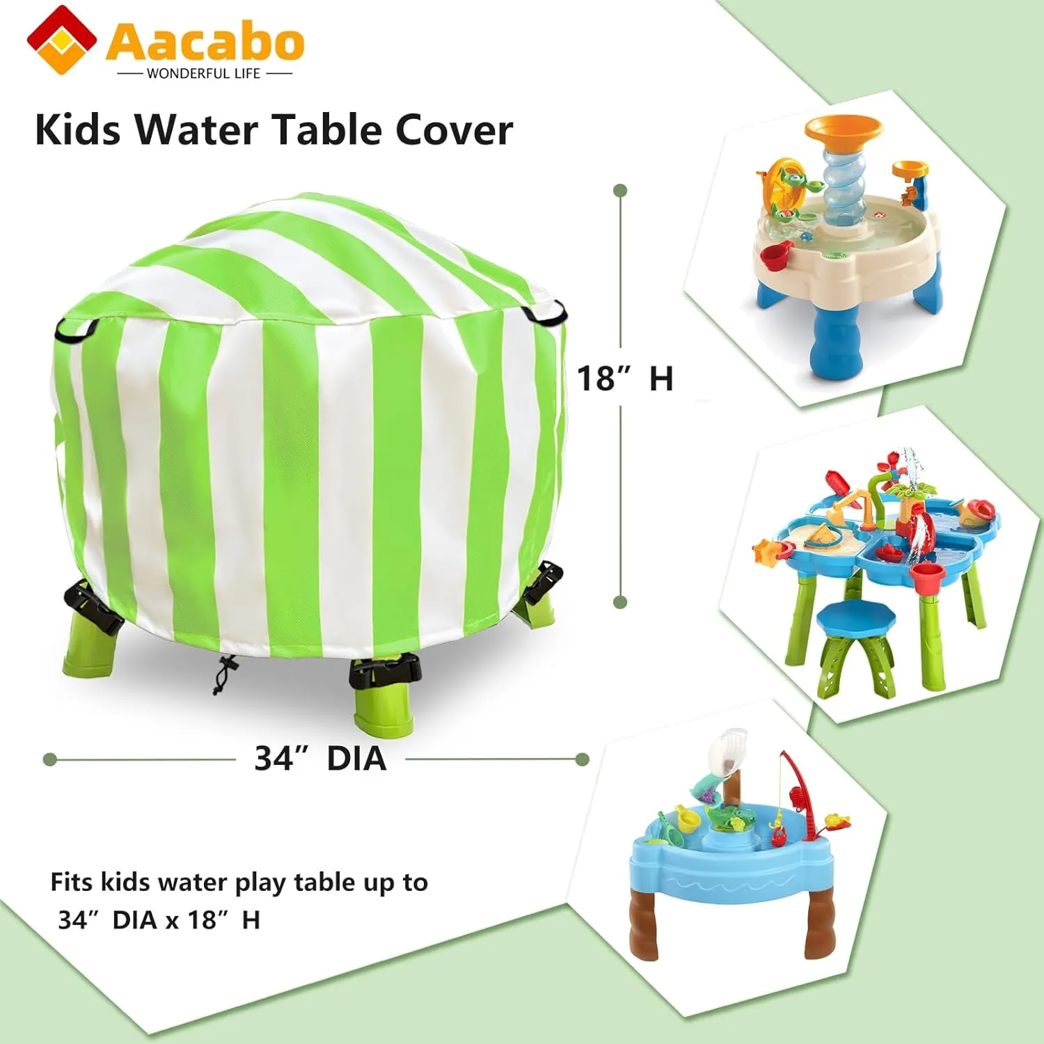 Waterpark Play Table Cover Sand Water Table Cover Outdoor Toys board England harmonious tooth instantaneous subtlety Cover 34X34X18 inch-(Cover only)-Green Kids Water Table Cover Little Tikes Spiralin' Seas 