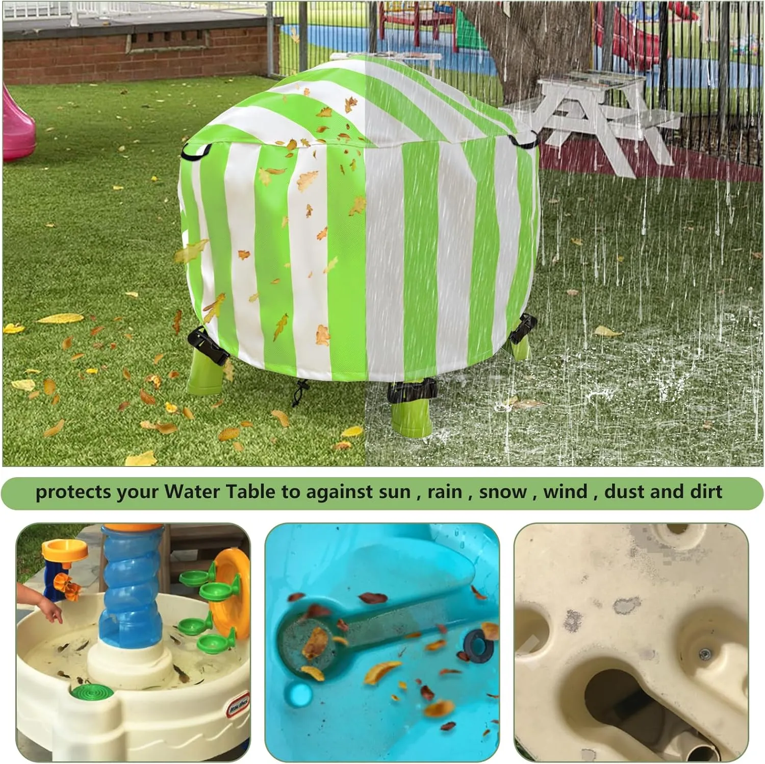 Waterpark Play Table Cover Sand Water Table Cover Outdoor Toys board England harmonious tooth instantaneous subtlety Cover 34X34X18 inch-(Cover only)-Green Kids Water Table Cover Little Tikes Spiralin' Seas 