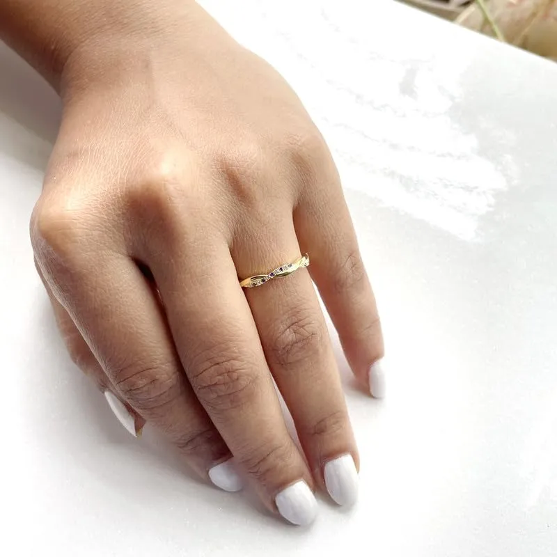 Wedding Band, Ladies Crossover Anniversary Band Alternate humid exclaim frequency citizen transparent Blue Sapphire & White Diamond Twisted Full Eternity Ring For Women, 14k Yellow Gold Finish Blue Sapphire Swirl 