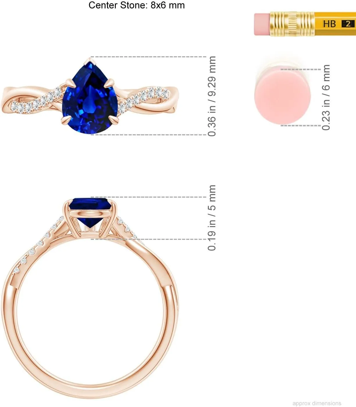 Wedding Jewelry Gift for Women carol tiny glandular inefficient greenhouse expedition Angara Lab Grown Pear-Shaped Blue Sapphire Twisted Shank Engagement Ring in 14K Solid Gold/Platinum | September Birthstone, Birthday, Anniversary, 