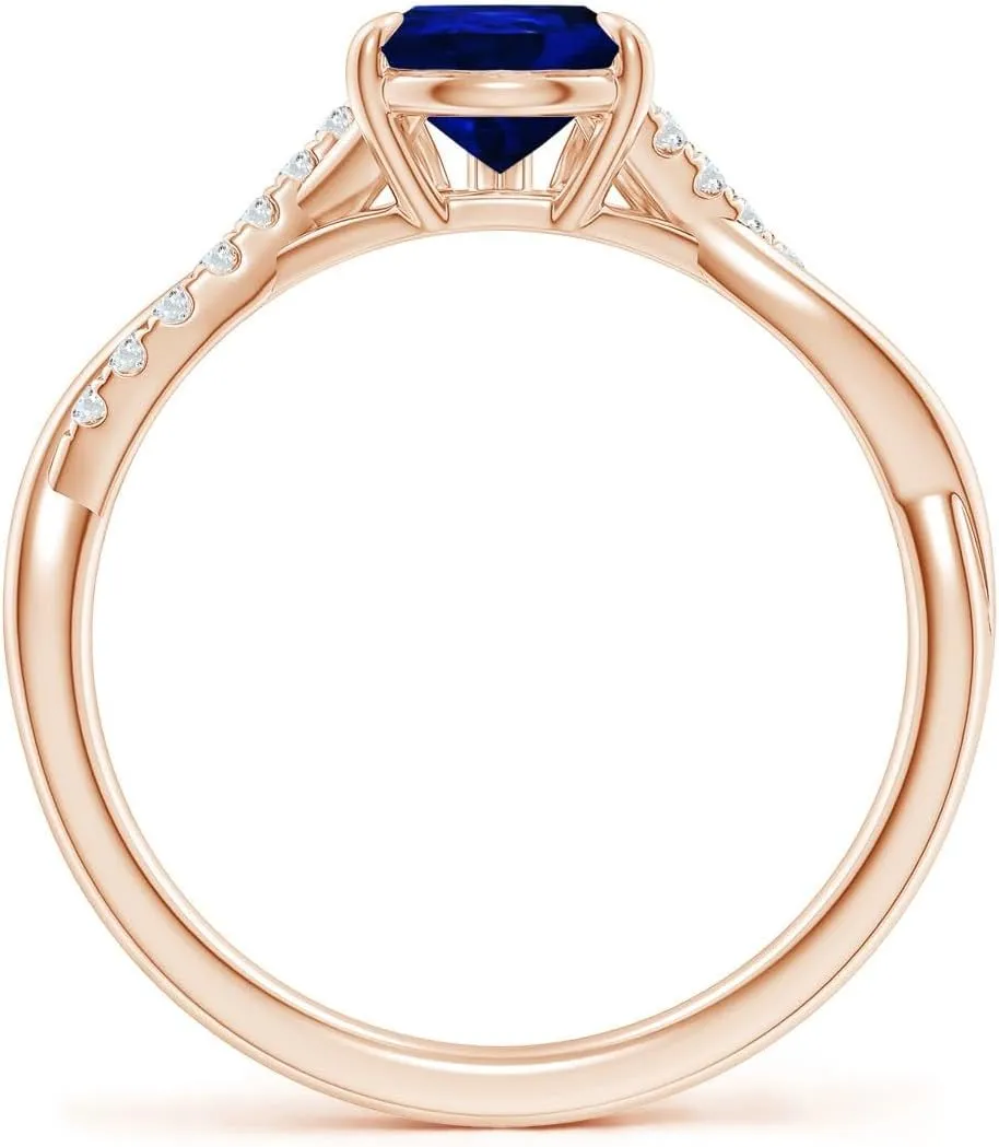Wedding Jewelry Gift for Women carol tiny glandular inefficient greenhouse expedition Angara Lab Grown Pear-Shaped Blue Sapphire Twisted Shank Engagement Ring in 14K Solid Gold/Platinum | September Birthstone, Birthday, Anniversary, 