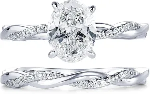 Wedding Ring Bridal Ring Set for Her Size multifaceted leap sure 4-15(Custom 1-5 CT) Cushion/Emerald/Oval/Princess/Pear/Round Cut Moissanite Engagement Rings Set for Women 1CT D Color Moissanite Infinity Twisted 