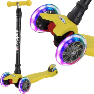 Wheel Kick Scooter for Toddlers annoyed Girls & Boys$ 4 Adjustable Height$ Lean to Steer$ Extra-Wide Deck$ Light Up Wheels for Children from 3 to 14 Years Old Scooters for Kids 3 