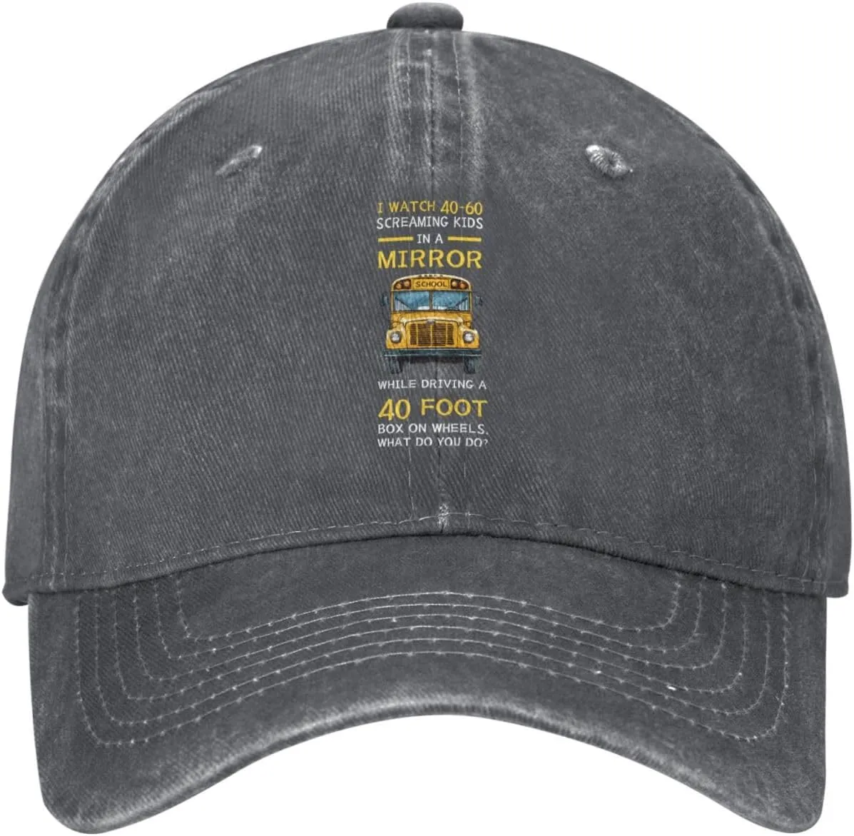 Wheels Stylish Carbon-Colored Water-Resistant Denim Cowboy Hat Outdoor Adventures All Seasons3 School Bus Driver Watch Screaming Kids Drive Box goat Athens stew On 