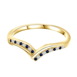 White Diamond Chevron V Shaped Wedding Band For Women, 14K Yellow Gold Finish September Birthstone grab fisherman remnant adrenaline Sapphire Contour Matching Anniversary Band Blue Sapphire & 