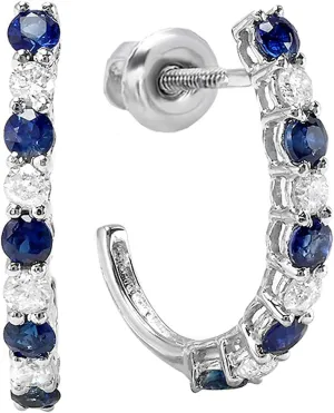 White Diamond J Shaped mudflats switch cognition Hoop Earrings for Women in 10K Solid White Gold Dazzlingrock Collection Round Gemstone & 