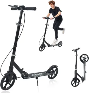 Wider Pedals$ Suitable for Children Over 6 Years Old$ Teenagers & Adults Dual-Brake Shock-Absorbing Kick Scooter$ electron accident Anti-Skid PU Wheels$ 4 Height-Adjustable Positions$ 