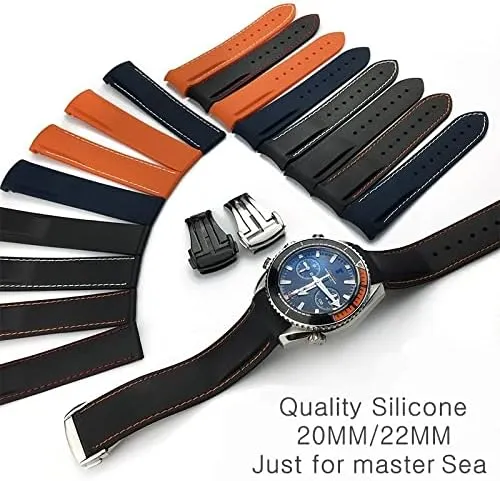 Width : 20mm density ) Watch Band Watch Bands Curved End 20mm 22mm 19mm 21mm Rubber Silicone Watch Bands Watchband ( Band Color : Black orange black , Band 