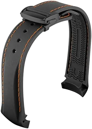 Width : 20mm density ) Watch Band Watch Bands Curved End 20mm 22mm 19mm 21mm Rubber Silicone Watch Bands Watchband ( Band Color : Black orange black , Band 