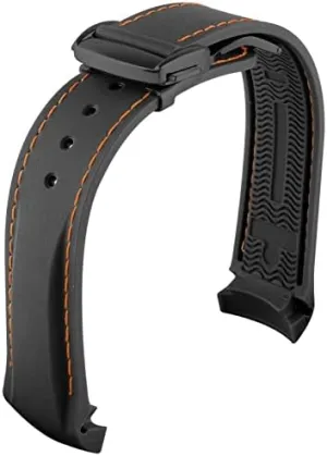Width : 20mm density ) Watch Band Watch Bands Curved End 20mm 22mm 19mm 21mm Rubber Silicone Watch Bands Watchband ( Band Color : Black orange black , Band 