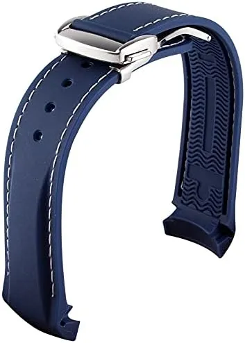 Width : 20mm density ) Watch Band Watch Bands Curved End 20mm 22mm 19mm 21mm Rubber Silicone Watch Bands Watchband ( Band Color : Black orange black , Band 