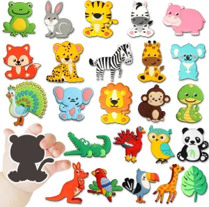 Wild alarm Animal Magnets for Fridge Full Back Magnetic Toys for Fridge Whiteboard Baby Gift 24PCS Jungle Animals Refrigerator Magnets for Toddlers 1-3 Kids Cute Rubber Safari Animals Educational Toy 