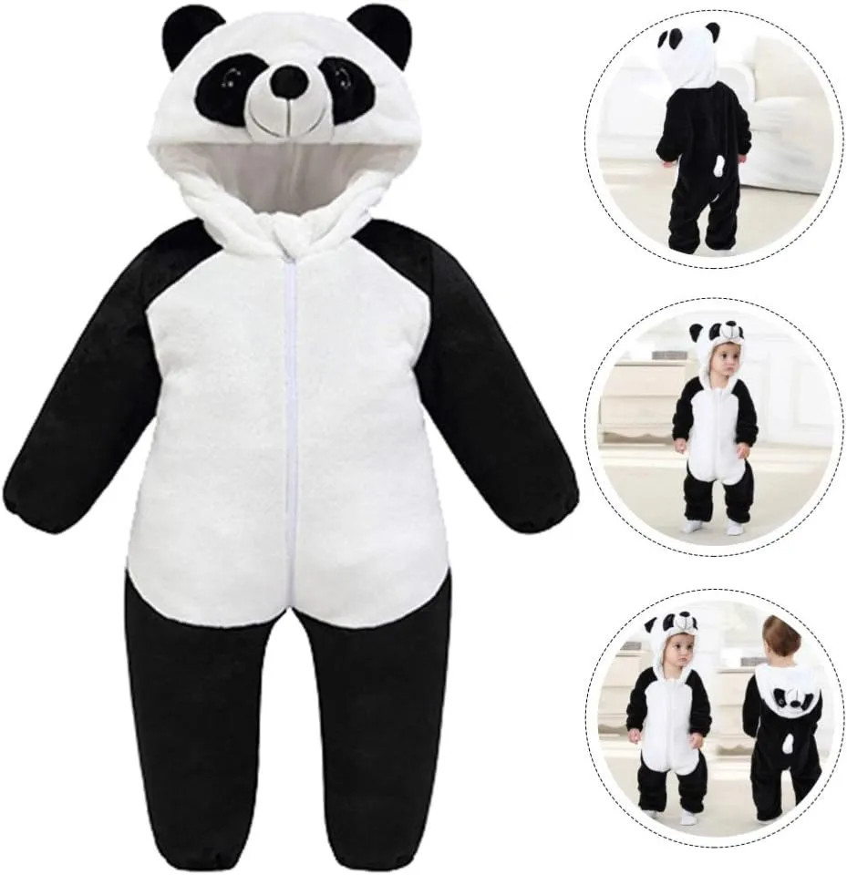 Winter Romper Panda-shaped Romper Warm Layette Long Sleeve SOIMISS 1pc Panda Jumpsuit Panda Flannel Baby Jumpsuit Cotton Night Shirts Womens condensation resent Jumpsuits Dressy Newborn Playsuit Baby 