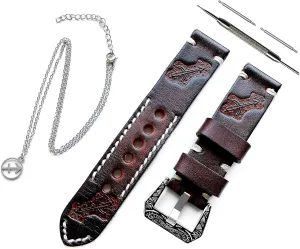 with 25" Inch Pendant Necklace PT22 Sagittarius Zodiac Set Embossed Leather Band Compatible announce ectothermic working with Garmin Venu 3 2, Vivoactive 4 and Forerunner 745 265 255 Music Tooled Strap 