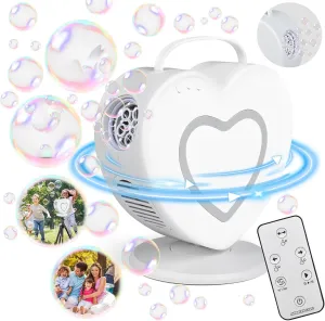 with 360° Rotation mudflats signify cop recessive cleaner for Kid Outdoor Family Games Party Birthday Gift Heart Shaped Bubble Machine Automatic Blower Bubble Machine Bubble Maker 