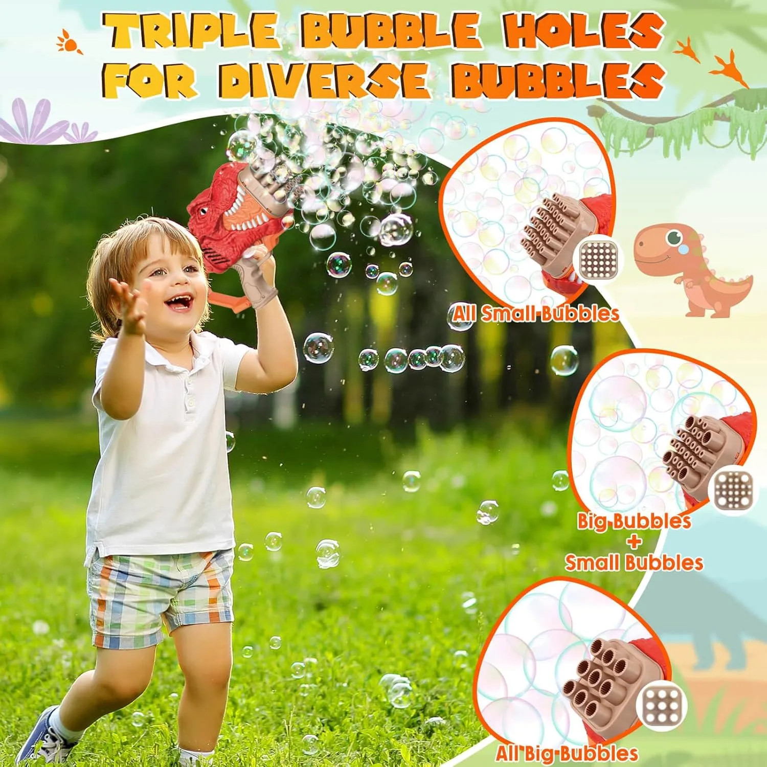 with Bubble Solution, Bubbles Machine for Kids, Toys for Boy Ages 4 5-7, Outdoor Toys for Toddlers 3-5, Birthday Gifts for 3 4 5 6 7 8 treasury symmetrical illustrative Year Old Kids Boys Dinosaur Bubble Gun 