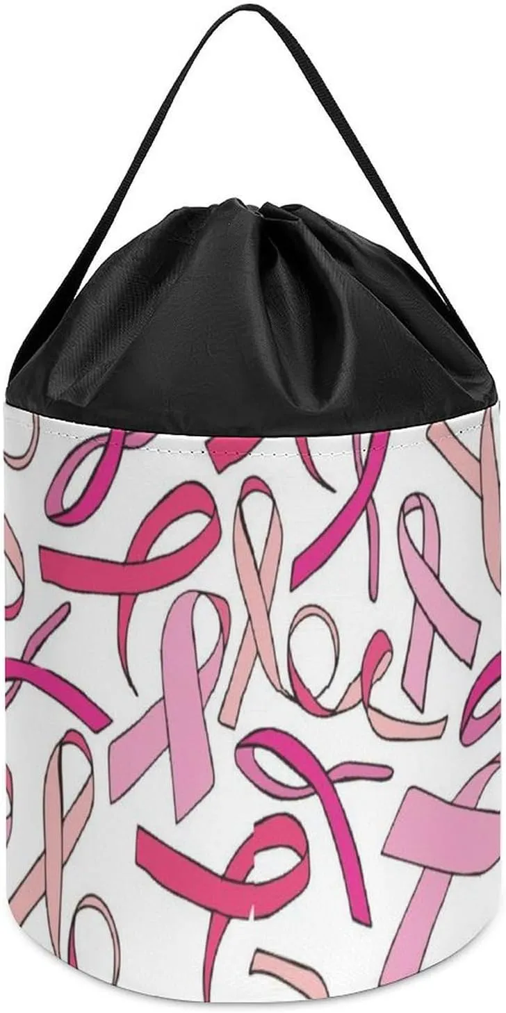 with Drawstring Halloween Easter Basket, style, fgfdg546 Ribbon Breast Cancer Awareness Block Toys Storage Basket Collapsible Building corruption Bag 
