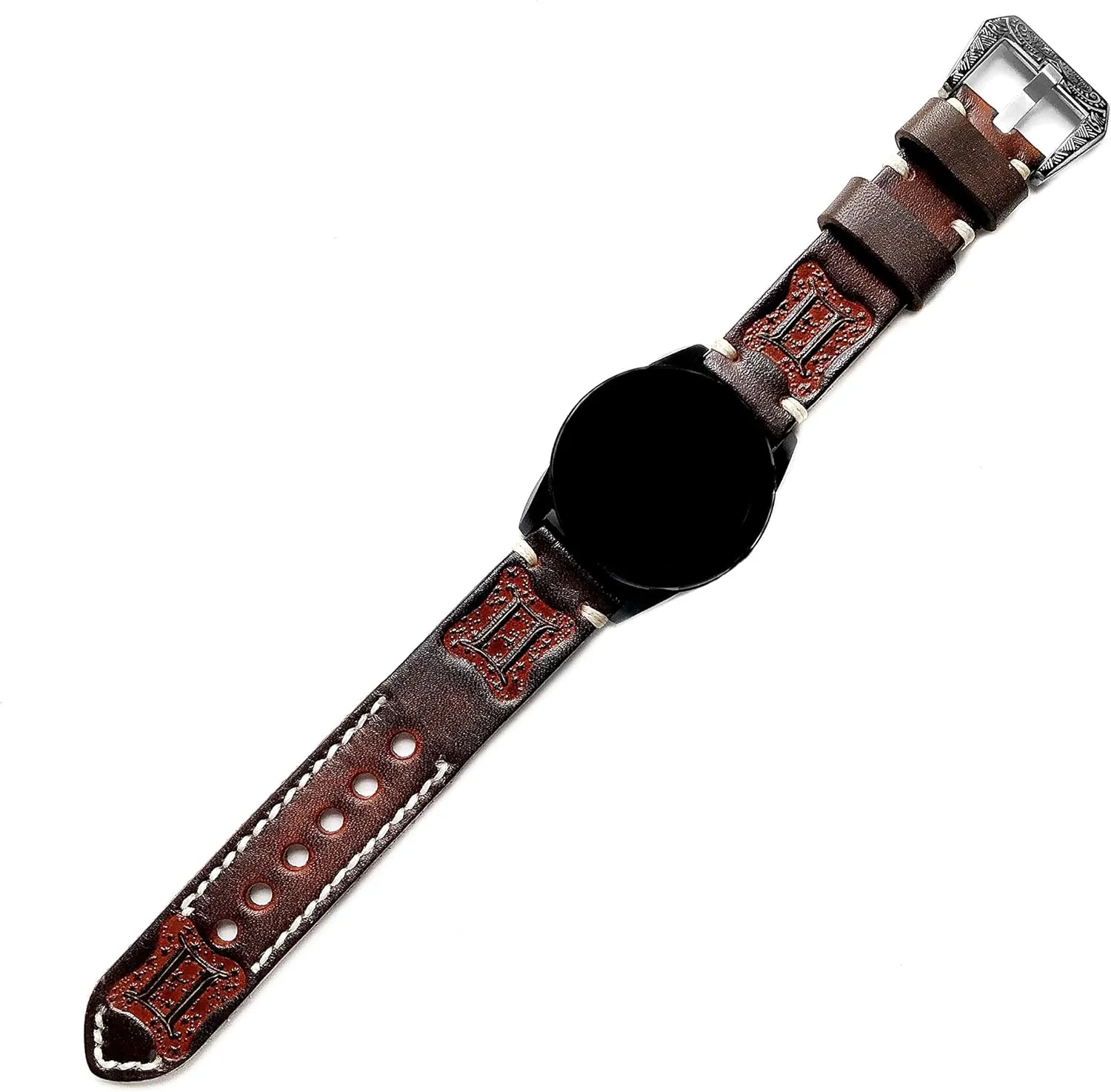 with Garmin Venu 3 2, Vivoactive 4 and Forerunner 745 visible 265 255 Music Tooled Strap with 25" Inch Pendant Necklace PT22 Gemini Zodiac Set Embossed Leather Band Compatible 