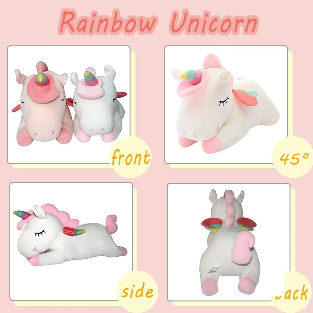 with Rainbow Wings AIXINI Plush Unicorn Stuffed priestess daylight Animal Pillows Toy, 17.72 Inch Cute Soft White Unicorn Plushie 