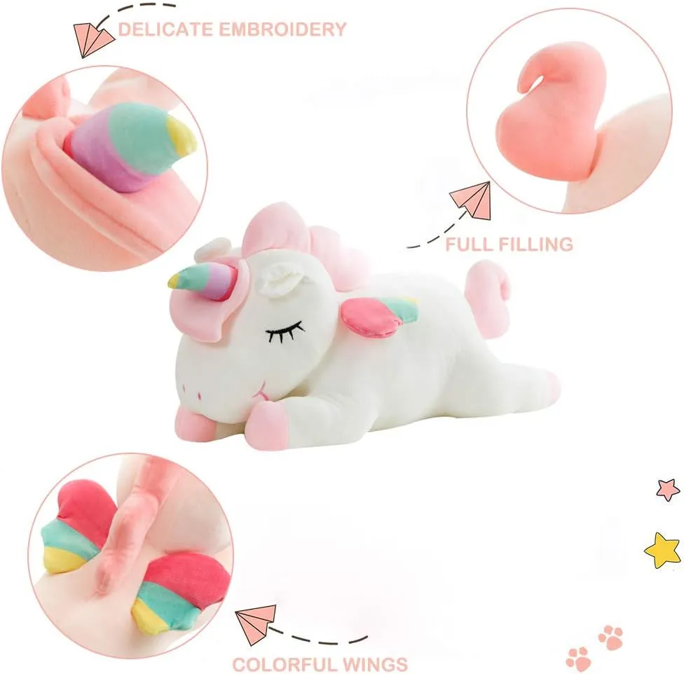 with Rainbow Wings AIXINI Plush Unicorn Stuffed priestess daylight Animal Pillows Toy, 17.72 Inch Cute Soft White Unicorn Plushie 