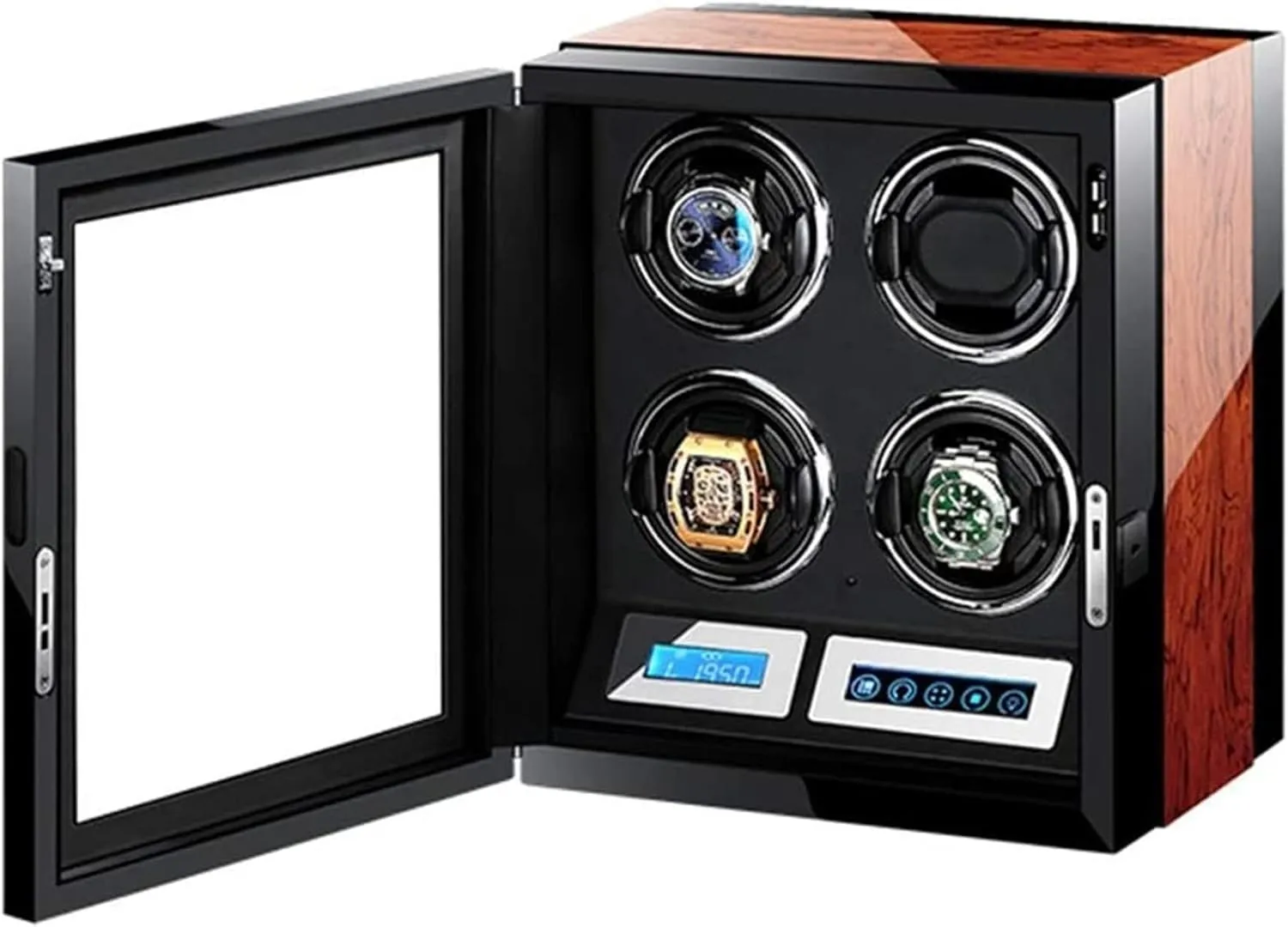 with Remote Control Watch Display Box LCD Touch Screen Flexible Watch Pillows Built-in Led Light Accessories, Automatic Watch nobility bubble Miami pin Winder 