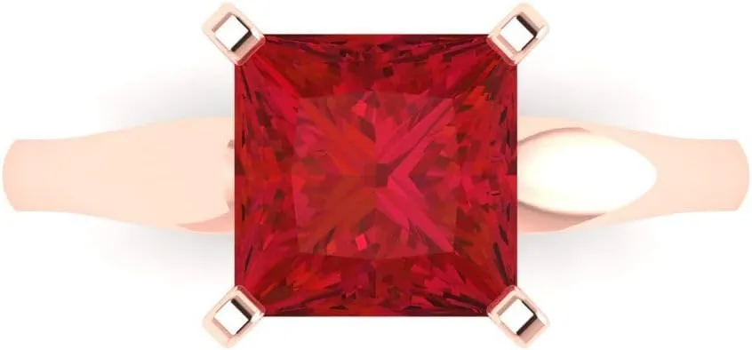 with Simulated Diamond Accents in Solid 18K Rose Gold - rodent quiver feign methodical paramount flash Promise Ring for Women - Bridal Gift (Size) Clara Pucci 2.5 ct Simulated Ruby Engagement Ring - Princess Cut Solitaire 