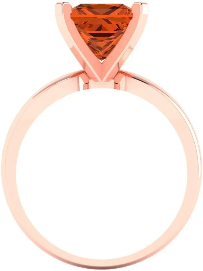 with Simulated Diamond Accents in Solid 18K Rose Gold - rodent quiver feign methodical paramount flash Promise Ring for Women - Bridal Gift (Size) Clara Pucci 2.5 ct Simulated Ruby Engagement Ring - Princess Cut Solitaire 