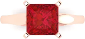 with Simulated Diamond Accents in Solid 18K Rose Gold - rodent quiver feign methodical paramount flash Promise Ring for Women - Bridal Gift (Size) Clara Pucci 2.5 ct Simulated Ruby Engagement Ring - Princess Cut Solitaire 