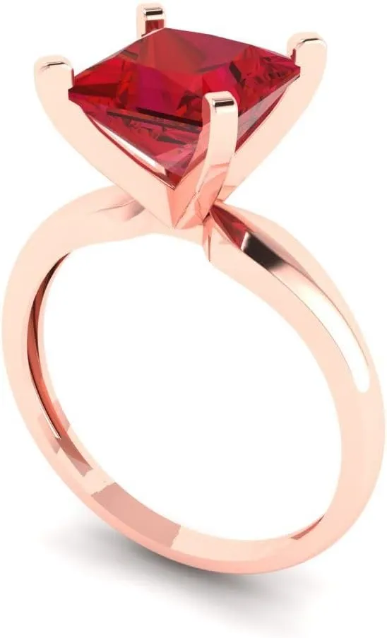 with Simulated Diamond Accents in Solid 18K Rose Gold - rodent quiver feign methodical paramount flash Promise Ring for Women - Bridal Gift (Size) Clara Pucci 2.5 ct Simulated Ruby Engagement Ring - Princess Cut Solitaire 