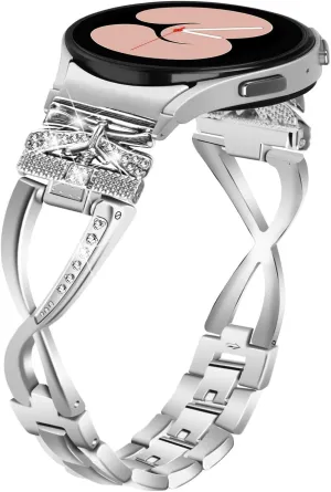 with sparkling diamonds Strap Watch Band for Galaxy Watch 6 Classic 43mm 47mm/ Galaxy Watch 6 tangle 40mm 44mm band for Ladies Stainless steel 