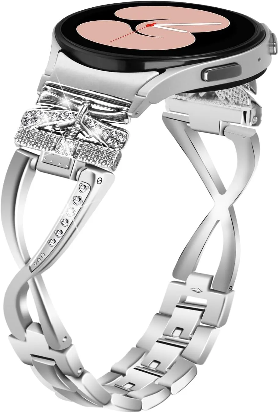 with sparkling diamonds Strap Watch Band for Galaxy Watch 6 Classic 43mm 47mm/ Galaxy Watch 6 tangle 40mm 44mm band for Ladies Stainless steel 