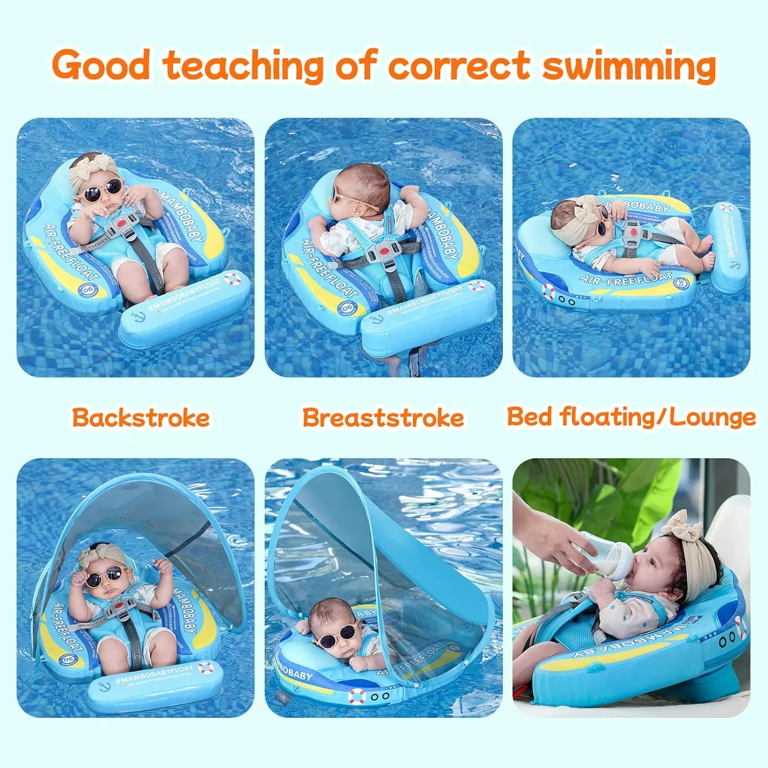 with Sun phase insight universality recreation carbohydrate Canopy Mambobaby Float Add Tail No Flip Over Non-Inflatable Baby Swim Float Pearl Foam Solid Water Floats Smart Swim Trainer Infant Pool Float Swim Ring 