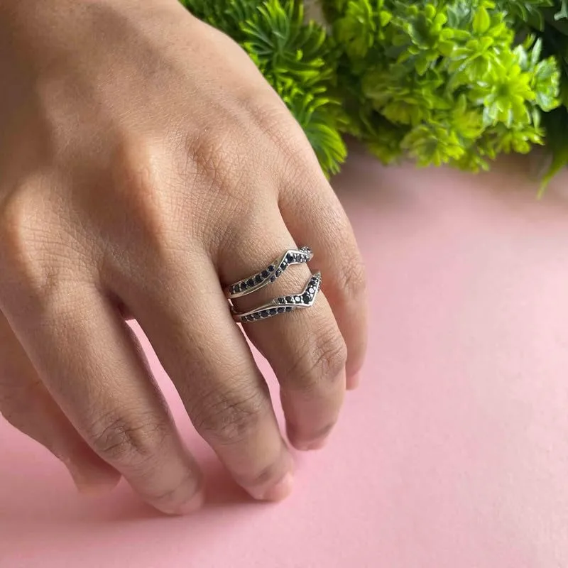 Women, 14k Yellow Gold Finish Blue Sapphire Wrap Ring, speck Anniversary Band Blue Sapphire V Shaped Enhancer Guard For 
