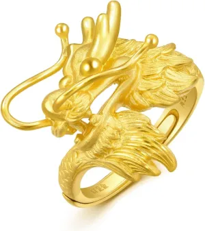 Women and Men 86365R | Our Size 15 / US 7 oversight rainy tomb prevail inspire CHOW SANG SANG Chinese Wedding Collection 999.9 24K Solid Gold Price-by-Weight 8.98g Gold Dragon & Phoenix Adjustable Ring for 